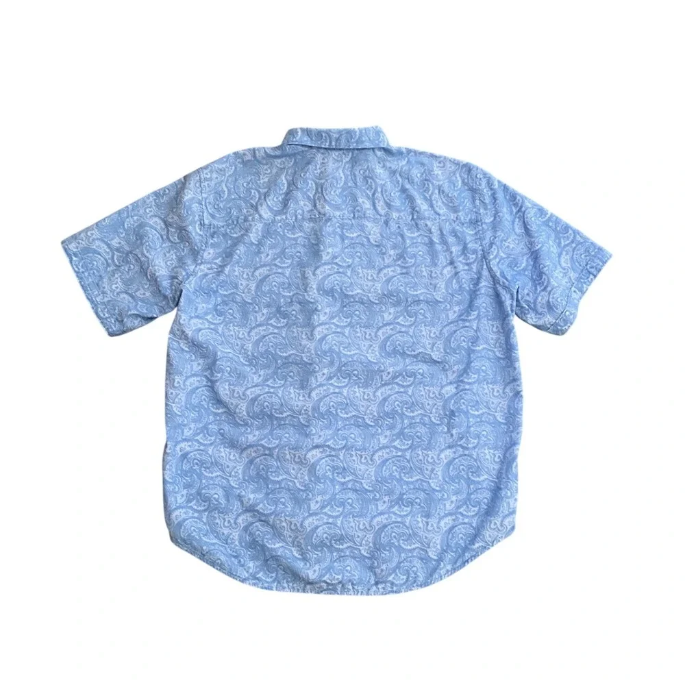Robert Graham Paisley Button Up Shirt Blue‎ Short Sleeve Mens XXL Cotton